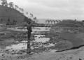 泥土が堆積した黒川と東岳川の合流点＝阿蘇郡黒川村