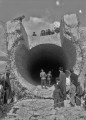 倒された大型煙突＝熊本市健軍町