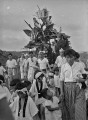 町内を練る”大蛇山笠”＝荒尾市緑ケ丘社宅すみれ町