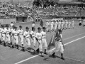 県中学野球大会の開会式＝熊本市の水前寺球場