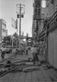 下通商店街アーケード建設工事。古い施設の撤去作業＝熊本市