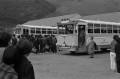球磨郡水上村のスクールバス運行開始。乗降練習する水上中学校の