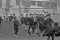 校庭でドッジボールをする児童＝熊本市の熊大付属小学校