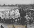 前川橋修理＝八代市。前川右岸の橋げたが洪水などで損傷したので、木材で架橋