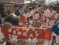 若宮神社例大祭。太鼓と三味線を先頭に町中心部を練り歩いた神幸行列