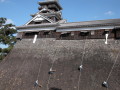 石垣を清掃する九電工グループ＝熊本市・熊本城