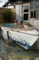 公営温泉の旅　”やすらぎの湯”別館にあるひのき露天ぶろは、ユニークな舟型