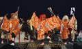 「神楽ｄｅナイト」で「貴見城」を披露する中江岩戸神楽保存会＝熊本城