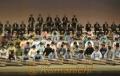 「箏曲の祭典」オープニングで演奏する参加者＝熊本市の県立劇場