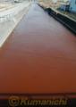 川面が真っ赤に染まった沖新町の排水路＝熊本市